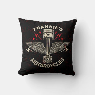 Cojín Decorativo NOMBRE Personalizado Motocicleta Piston Wings Bike