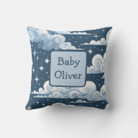 Nombre Personalizado Niño Celestial Brillante Azul