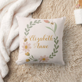 Cojín Decorativo Nombre personalizado Nursera de manantial de color