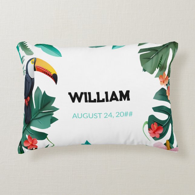 Cojín Decorativo Nombre personalizado Nursery floral (Anverso)