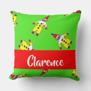 Cojín Decorativo Nombre personalizado payasos graciosos en verde