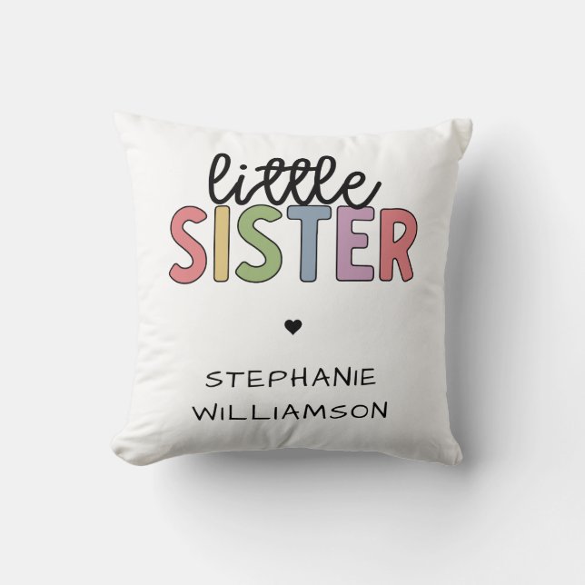 Cojín Decorativo Nombre personalizado Pequeña hermana Cuta personal (Anverso)