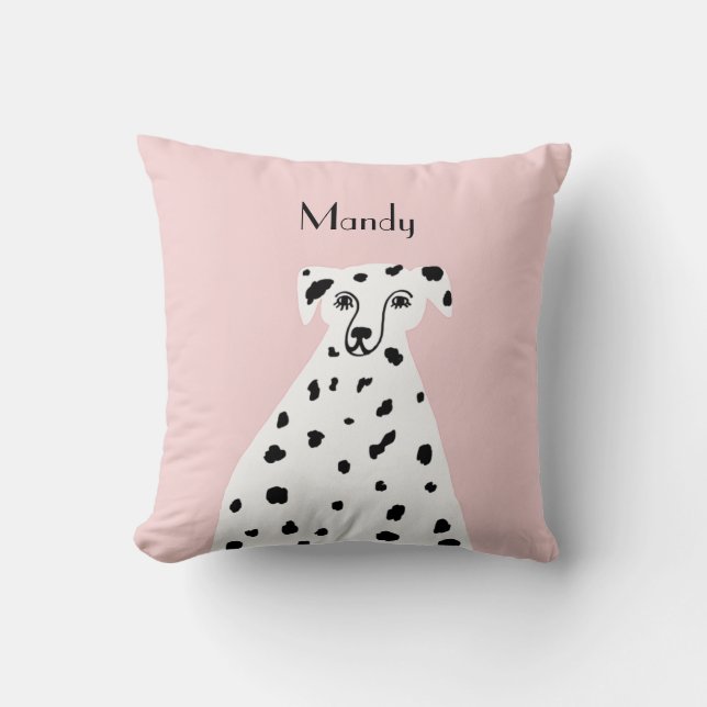Cojín Decorativo Nombre personalizado Perro dalmatiano Resumen de a (Anverso)