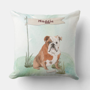 Cojín Decorativo Nombre personalizado Perro Mascota de Bulldog ingl