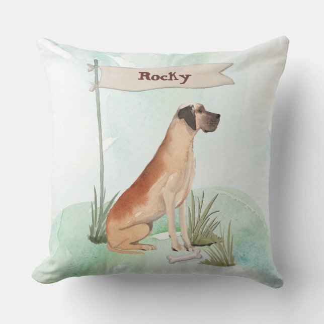 Cojín Decorativo Nombre personalizado Perro Mascota grande danés (Anverso)
