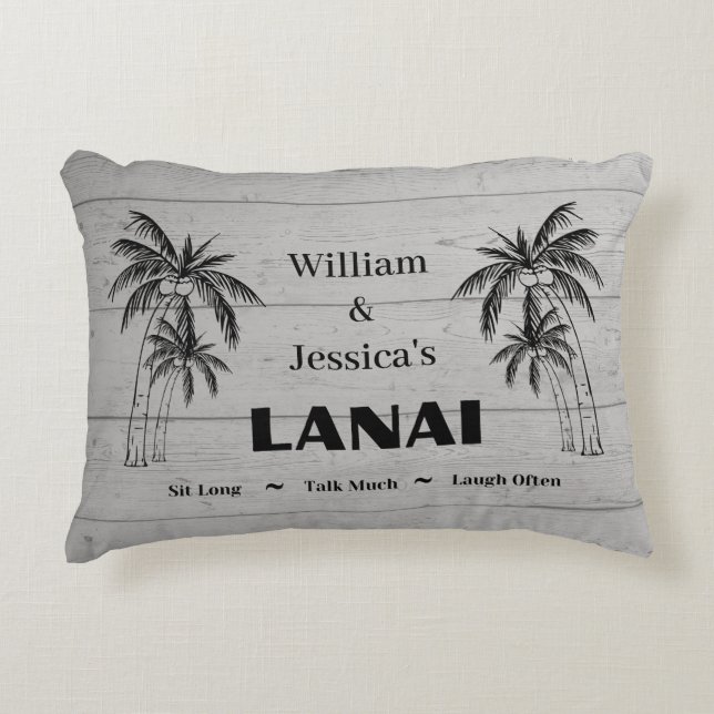 Cojín Decorativo Nombre personalizado Personalizado Lanai Tropical  (Anverso)