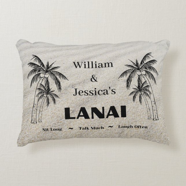 Cojín Decorativo Nombre personalizado Personalizado Lanai Tropical  (Anverso)