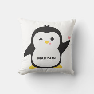 Cojín Decorativo Nombre personalizado pingüino lindo