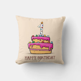 Cojín Decorativo Nombre personalizado, primer cumpleaños, pastel ro