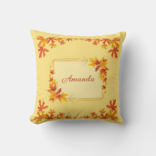 Cojín Decorativo Nombre personalizado recuerdo otoño amarillo