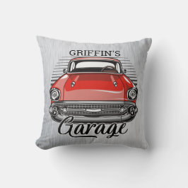 Cojín Decorativo NOMBRE personalizado Retro Red Classic Car Garage