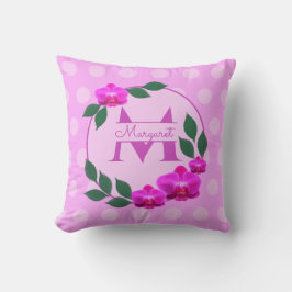 Cojín Decorativo Nombre personalizado rosa floral vintage inicial