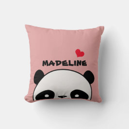 Cojín Decorativo Nombre personalizado rosado de Rubor de Cute Panda