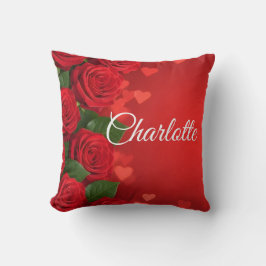 Cojín Decorativo Nombre personalizado San Valentín rosa roja románt