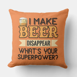 Cojín Decorativo nombre personalizado Superpoder de cerveza