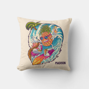 Cojín Decorativo Nombre personalizado Surfing Pineapple