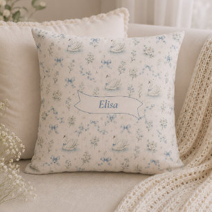 Cojín Decorativo Nombre personalizado Swan Lake Cottagecore Regalo 