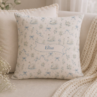 Cojín Decorativo Nombre personalizado Swan Lake Cottagecore Regalo