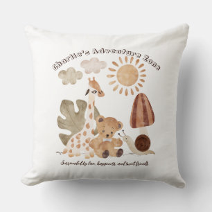 Cojín Decorativo Nombre Personalizado Texto Boho Woodland Jungle An
