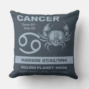 Cojín Decorativo Nombre personalizado / Texto Cáncer de Rótulo Zodi