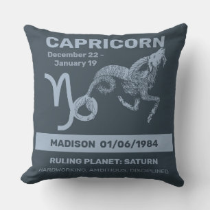 Cojín Decorativo Nombre personalizado / Texto Rótulo zodiaco Capric