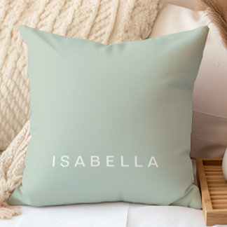 Cojín Decorativo Nombre Personalizado Verde Salvia Minimalista Mode