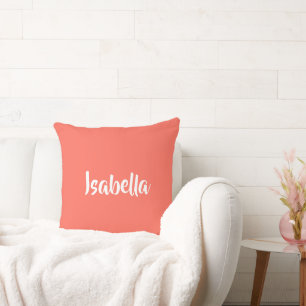 Cojín Decorativo Nombre personalizado vibrante coral vívido minimal