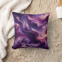 Cojín Decorativo Nombre personalizado Vibrante Purple Paint Efecto