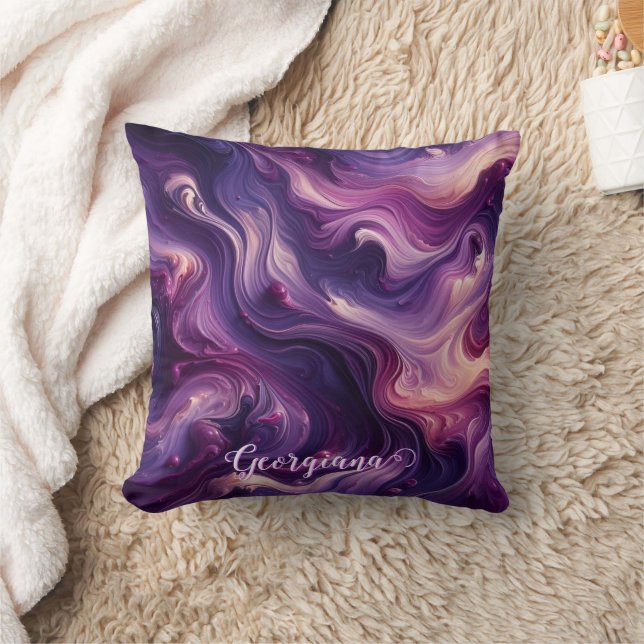 Cojín Decorativo Nombre personalizado Vibrante Purple Paint Efecto (Manta)