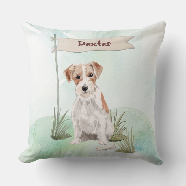 Cojín Decorativo Nombre personalizado Wire Haired Jack Russell Masc (Anverso)