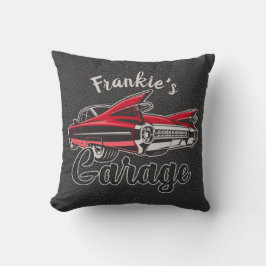 Cojín Decorativo NOMBRE Retro Red Caddy Vintage Classic Car Garaje