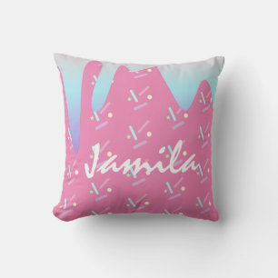 Cojín Decorativo Nombre rosado de color ocre del crema de hielo de 