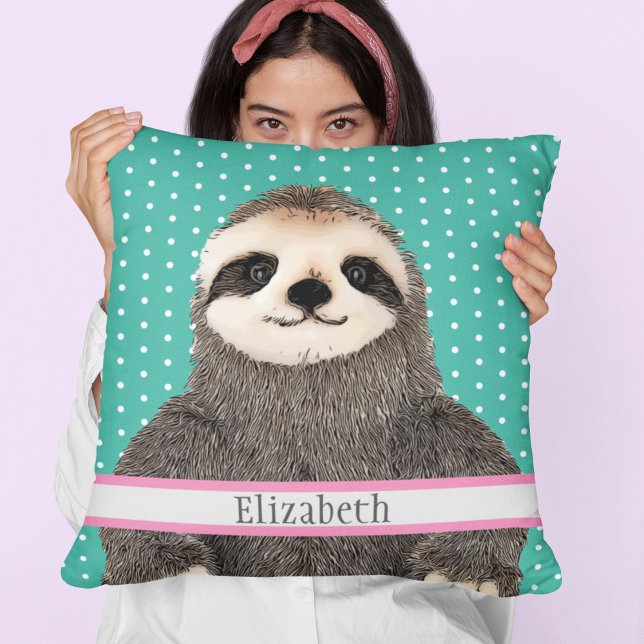 Cojín Decorativo Nombre Verde azulado Adorable Kids Room Animal (Subido por el creador)