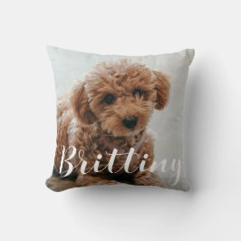 Cojín Decorativo Nombre y foto elegantes y modernos de la mascota T