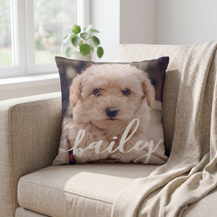 Cojín Decorativo Nombre y foto elegantes y modernos para mascotas