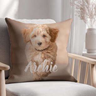 Cojín Decorativo Nombre y foto modernos simples de la mascota