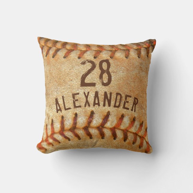 Cojín Decorativo Nombre y número personalizados Deportes de béisbol (Anverso)