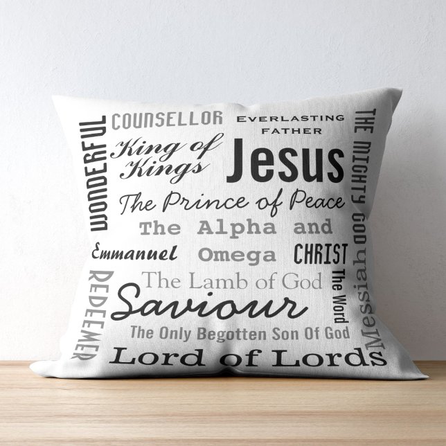 Cojín Decorativo Nombres cristianos de Jesús (The Names of Jesus Throw Pillow)