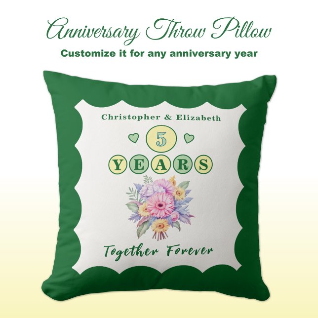 Cojín Decorativo Nombres de aniversario número 5 flores gerbera ver (Subido por el creador)