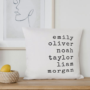 Cojín Decorativo Nombres de familia personalizados Fuente de máquin