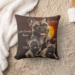 Cojín Decorativo Nombres de familia personalizados para Bulldog Fra