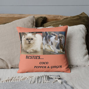 Cojín Decorativo Nombres de fotos de gatos amigos mascotas Besties