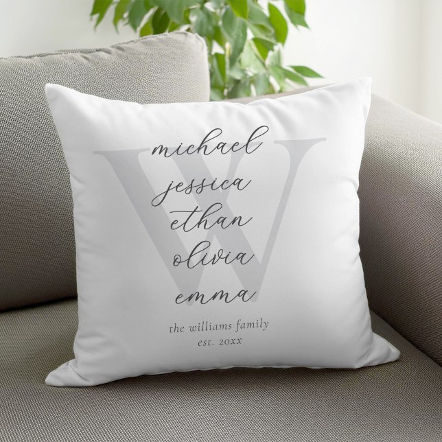 Cojín Decorativo Nombres de monograma de familia (Subido por el creador)