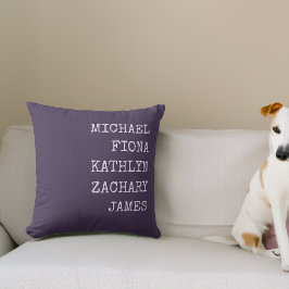 Cojín Decorativo Nombres de Nietos Modernos Morado