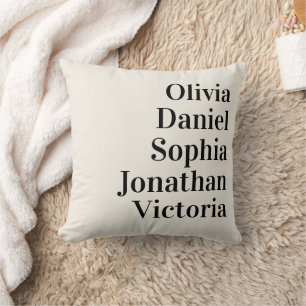 Cojín Decorativo Nombres de Nietos Personalizados Crema y Negro