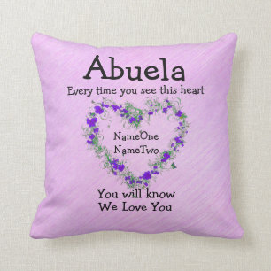 Cojín Decorativo Nombres de niños cambian Abuela ve que el corazó