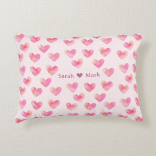 Cojín Decorativo Nombres personalizados Diseño de amor rosa románti