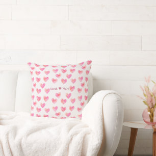 Cojín Decorativo Nombres personalizados Diseño de amor rosa románti