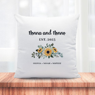 Cojín Decorativo Nonna y Nonno   Girasol ruso y nombres