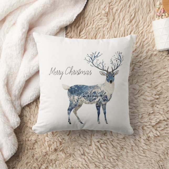 Cojín Decorativo Nordic Blue White Deer Christmas (Manta)